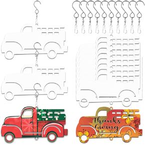 WindMage 12 Pack 4inch Metal Truck Sublimation Ornament Blanks Aluminum Double Side Sublimation Christmas Ornament Blanks Bulk for Crafting DIY Personalized Home Hanging Decor