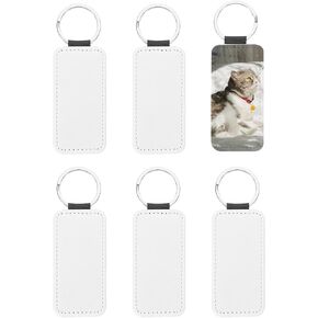 PATIKIL Sublimation Blank Keychains, Rectangle Keychain Blanks Bulk Double Side PU Leather Heat Transfer Key Chains, White