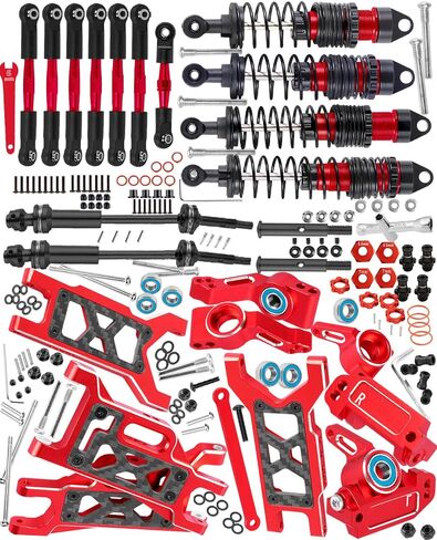 Upgrades Parts for 1/10 Slash 2WD,Slash VXL 2WD RC Shocks&Front Rear Suspension A Arms&Caster Block&Steering Blocks&Rear Stub Axle Carriers&Drive Shaft CVD&Hex Hub&Turnbuckles Camber Link,Red in Saudi Arabia