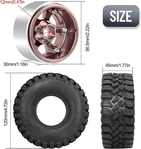 OGRC 1.9 RC Crawler Tires and Wheels 12mm Aluminum Alloy Beadlock Rims for Axial SCX10 90046 AXI03007 TRX4 Redcat Gen8 Gen7 1/10 RC Crawler Car (Silver) in Saudi Arabia