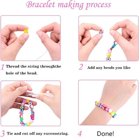 Bracelet Making kit, 1000pcs Polymer Clay Beads Bracelet Making kit, 24 Styles Fruit, Flower, Cake, Butterfly, Necklace, Earrings, DIY Bracelet Making kit Accessories for Women in Saudi Arabia