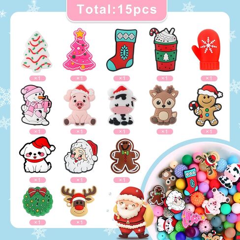 15Pcs Silicone Focal Beads, Character Silicone Beads for Pens, Silicone Beads for Keychain Making Bracelet Necklace Crafts(Halloween) in Saudi Arabia