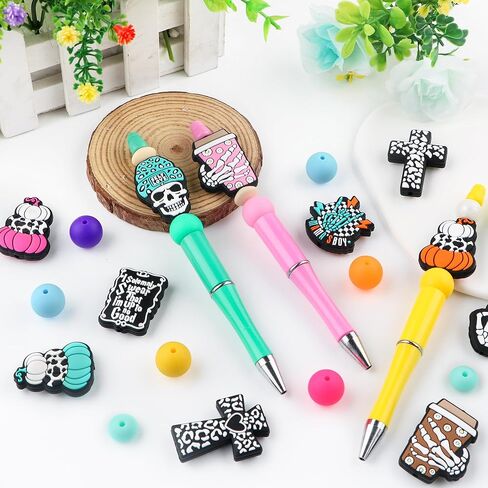 15 قطعة من الخرز البؤري السيليكون، خرز سيليكون شخصي للأقلام، خرز سيليكون لعيد الميلاد لصنع سلسلة المفاتيح وقلادة السوار (عيد الميلاد) in Kuwait