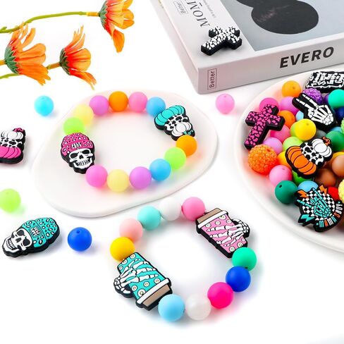 15 قطعة من الخرز البؤري السيليكون، خرز سيليكون شخصي للأقلام، خرز سيليكون لعيد الميلاد لصنع سلسلة المفاتيح وقلادة السوار (عيد الميلاد) in Kuwait