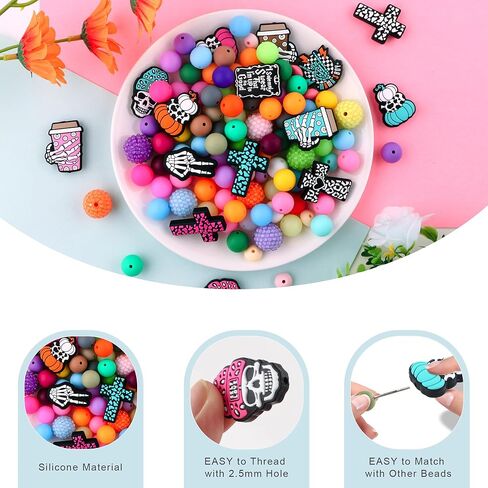 15 قطعة من الخرز البؤري السيليكون، خرز سيليكون شخصي للأقلام، خرز سيليكون لعيد الميلاد لصنع سلسلة المفاتيح وقلادة السوار (عيد الميلاد) in Kuwait