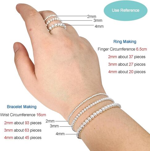 90 Pieces Genuine 925 Sterling Silver Round Ball Beads 3mm Tiny Spacer Beads Jewelry Making Loose Beads Finding for DIY Bracelet Necklace Dangle Earring in Kuwait