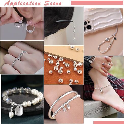 90 Pieces Genuine 925 Sterling Silver Round Ball Beads 3mm Tiny Spacer Beads Jewelry Making Loose Beads Finding for DIY Bracelet Necklace Dangle Earring in Kuwait