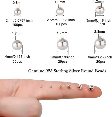90 Pieces Genuine 925 Sterling Silver Round Ball Beads 3mm Tiny Spacer Beads Jewelry Making Loose Beads Finding for DIY Bracelet Necklace Dangle Earring in Kuwait
