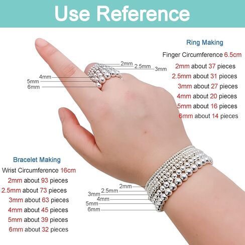 90 Pieces Genuine 925 Sterling Silver Round Ball Beads 3mm Tiny Spacer Beads Jewelry Making Loose Beads Finding for DIY Bracelet Necklace Dangle Earring in Kuwait