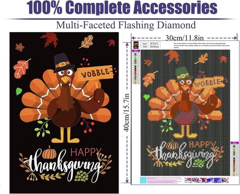 Thanksgiving Diamond Art Kits for Adults Thanksgiving Diamond Painting Kits for Adults DIY 5D Turkey Full Drill Kits with Fall Gem Art Painting Accessories for Home Wall Decor Gifts.12x16 inch in Saudi Arabia