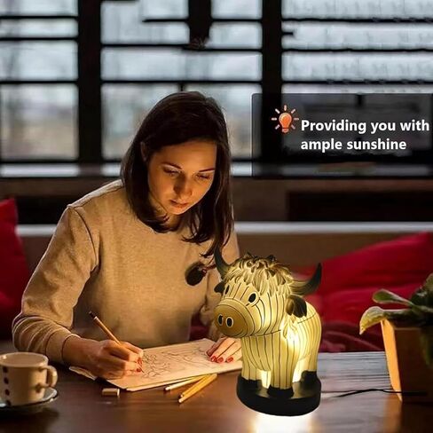 Cute Cow Table Lamp, Small Animal Night Light,Highland Cow Table Lamp with USB,Portable Table Lamp Painted Cow Decorations for Living Room Bedroom, Bedside Lamp Gift for Girls Mom (Cow) in Kuwait