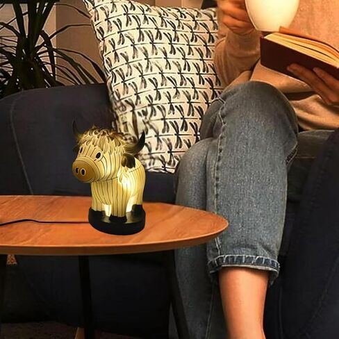 Cute Cow Table Lamp, Small Animal Night Light,Highland Cow Table Lamp with USB,Portable Table Lamp Painted Cow Decorations for Living Room Bedroom, Bedside Lamp Gift for Girls Mom (Cow) in Kuwait