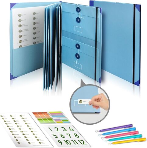 in Case I Go Missing Super Useful Binder, Folio Document Organizer Important Document Organizer Binder for School Work, Birth Certificate, Social Security Cards, Passports (Blue) in Saudi Arabia
