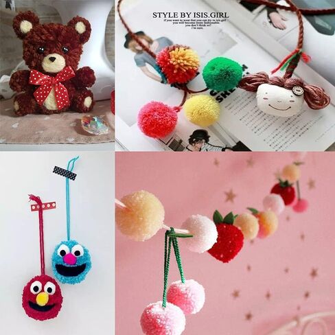Pompom Makers, 4 Sizes Fluff Ball Weaver Needle Pompom Maker Sets-DIY Pompoms Craft Doll Making Kits Contain 1pcs Scissors + 10pcs Knitting Stitch Markers + 10pcs Plastic Needles(25) in Kuwait
