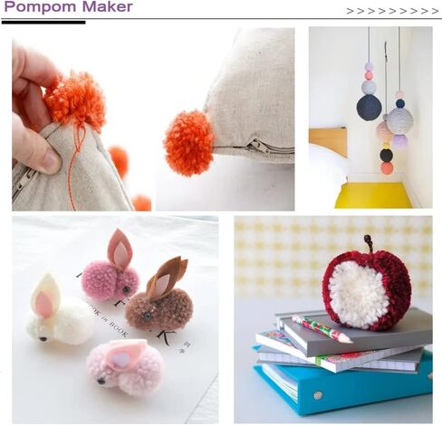 Pompom Makers, 4 Sizes Fluff Ball Weaver Needle Pompom Maker Sets-DIY Pompoms Craft Doll Making Kits Contain 1pcs Scissors + 10pcs Knitting Stitch Markers + 10pcs Plastic Needles(25) in Kuwait