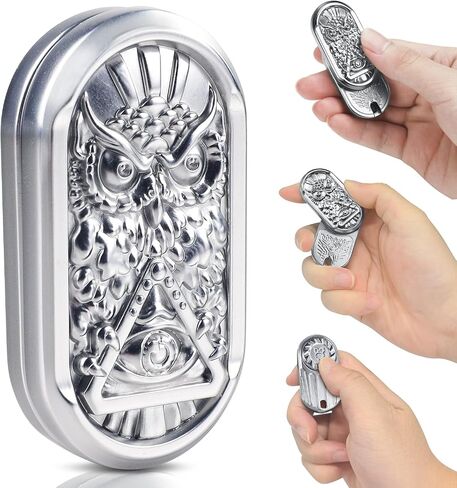 Metal Fidget Slider, Magnetic Slider Fidget Toy, Owl EDC Fidget Haptic Coin Toy for Adults, Cool Metal Fidget Toy for Anxiety and Stress Relief, Great Gift Choice for Father or Friends & Man in Saudi Arabia