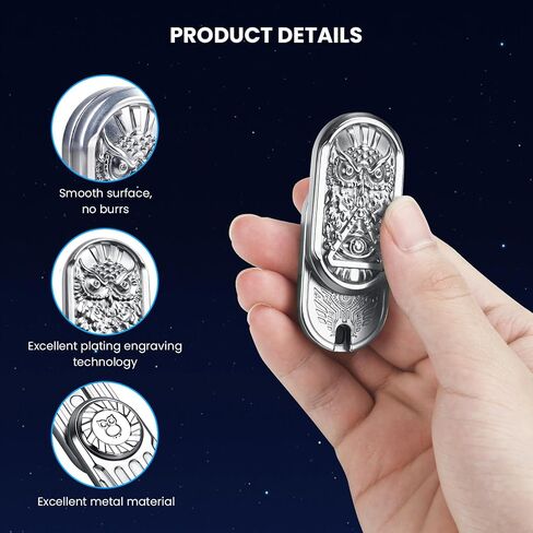 Metal Fidget Slider, Magnetic Slider Fidget Toy, Owl EDC Fidget Haptic Coin Toy for Adults, Cool Metal Fidget Toy for Anxiety and Stress Relief, Great Gift Choice for Father or Friends & Man in Saudi Arabia