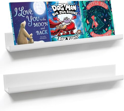 2 Pack Magnetic Bookshelf for Whiteboard Classroom, White Magnetic Floating Book Shelves Magnetic Book Display Shelf for Kids Room Teacher Classroom Holds up to 11 lb (White) in Saudi Arabia