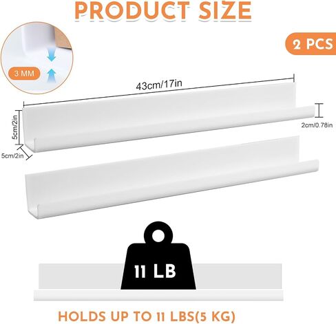 2 Pack Magnetic Bookshelf for Whiteboard Classroom, White Magnetic Floating Book Shelves Magnetic Book Display Shelf for Kids Room Teacher Classroom Holds up to 11 lb (White) in Saudi Arabia