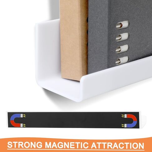 2 Pack Magnetic Bookshelf for Whiteboard Classroom, White Magnetic Floating Book Shelves Magnetic Book Display Shelf for Kids Room Teacher Classroom Holds up to 11 lb (White) in Saudi Arabia