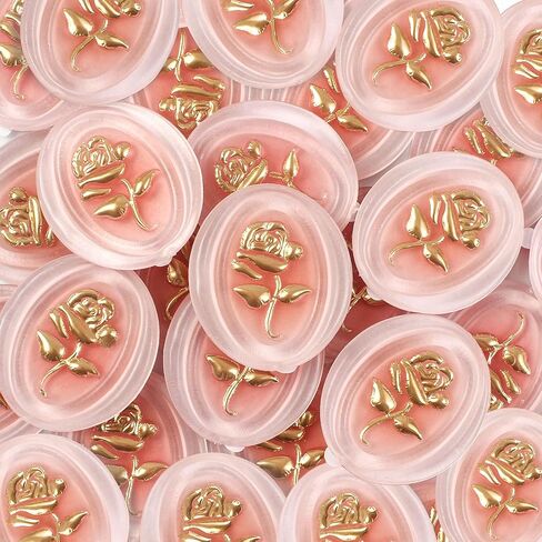 Wax Seal Stickers for Wedding Invitation, 24 Pcs Gold & Coral Pink Self Adhesive Sealing Wax Sticker, Envelope Seal Stickers with Rose Pattern for Gifts Wrapping, Christmas, Party, Decor in Saudi Arabia
