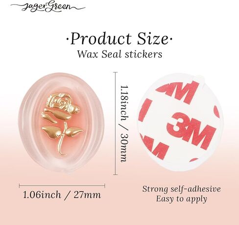 Wax Seal Stickers for Wedding Invitation, 24 Pcs Gold & Coral Pink Self Adhesive Sealing Wax Sticker, Envelope Seal Stickers with Rose Pattern for Gifts Wrapping, Christmas, Party, Decor in Saudi Arabia