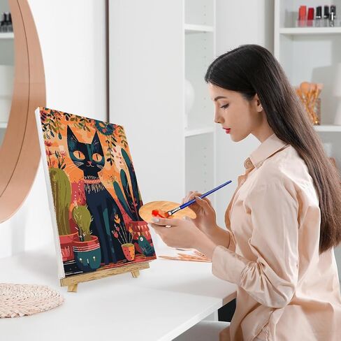 Framed with Easel Paint by Numbers Kit for Adults Beginners, Girls' Picnic Easy Acrylic Watercolors Oil Number Painting Art on Streched Canvas with Easel for Home Wall Decor and Gift 7.8x11.8inch in Kuwait