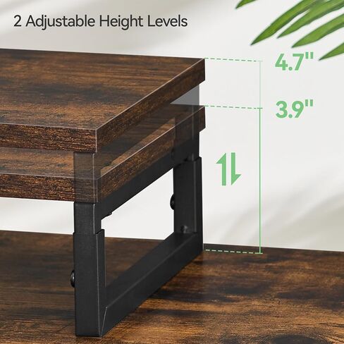 43.3“ Monitor Stand Riser with Charging & LED Lights, Monitor Stand for Desk with Phone Holder,Desktop Stands Organizer for Laptop Computer/TV/PC/Printers,Patent Pending,Rustic Brown and Black in Saudi Arabia