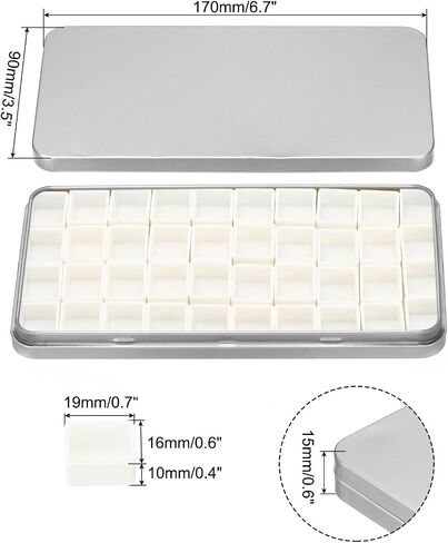 PATIKIL Empty Watercolor Palette, Metal Watercolor Tin with 40pcs Half Pans and Magnetic Sticker Paint Case with Lid Paint Box for Travel Gouache, White in Saudi Arabia