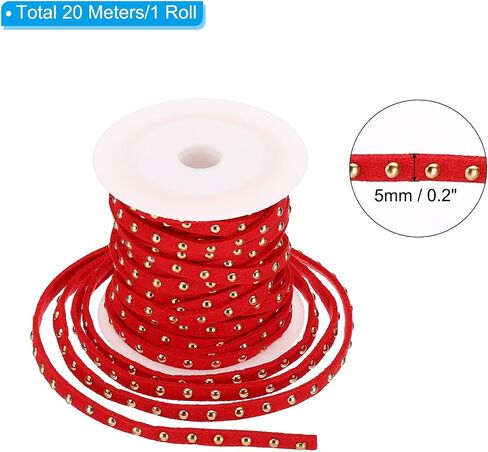 PATIKIL 32.8ft Studded Faux Suede Cord Rope for Jewelry Making, 5mm Micro Fibre Flat Leather Lace Beading String Ribbon with Rivets, Black Silver in Saudi Arabia