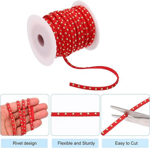 PATIKIL 32.8ft Studded Faux Suede Cord Rope for Jewelry Making, 5mm Micro Fibre Flat Leather Lace Beading String Ribbon with Rivets, Black Silver in Saudi Arabia