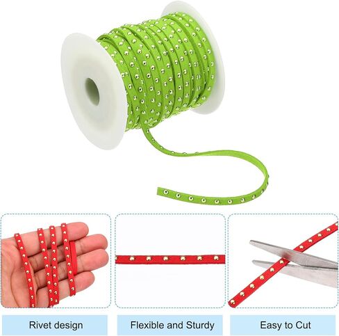 PATIKIL 32.8ft Studded Faux Suede Cord Rope for Jewelry Making, 5mm Micro Fibre Flat Leather Lace Beading String Ribbon with Rivets, Black Silver in Saudi Arabia
