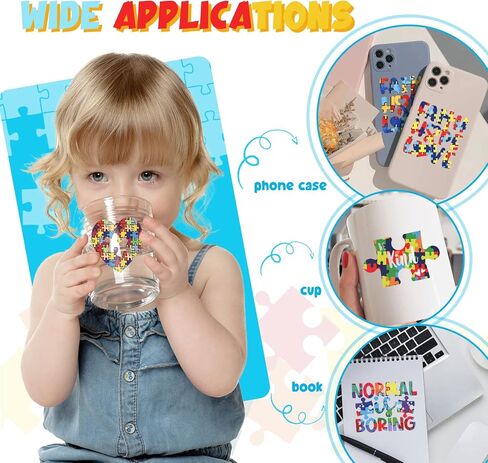 Tintnut Puzzles الفينيل الدائم - 10 ورقات 12 بوصة × 10 بوصة، ألغاز الوعي بالتوحد لاصقة من الفينيل، أوراق الفينيل الدائمة، نمط ملصق ذاتي من الفينيل المقاوم للماء متوافق مع Cricut أو صورة ظلية in Kuwait