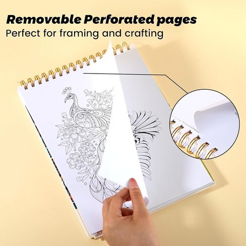 Animal Coloring Book for Adults Spiral Bound Adult Coloring Book for Relaxation with 12 Colored Pencils 50 Tearable Stress Relief Coloring Book for Women Mindfulness Anxiety Relief Gifts 8.5 X 11 in Kuwait