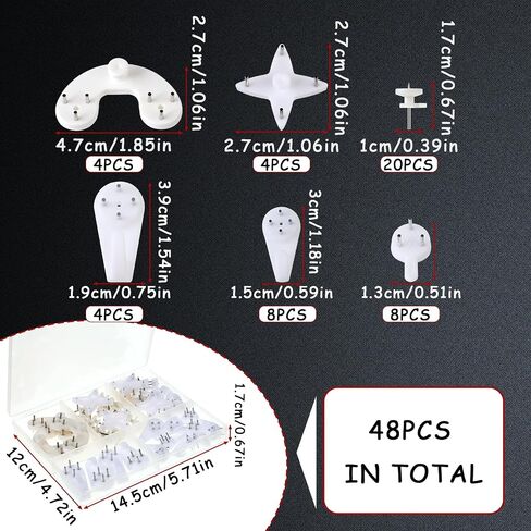 48 Pcs Concrete Wall Hooks Invisible Traceless Nail Picture Hanging Kit No Damage Art Painting Photo Frame Hangers for Concrete Wall Cement Hardwall Stucco Brick Drywall and Wooden in Saudi Arabia