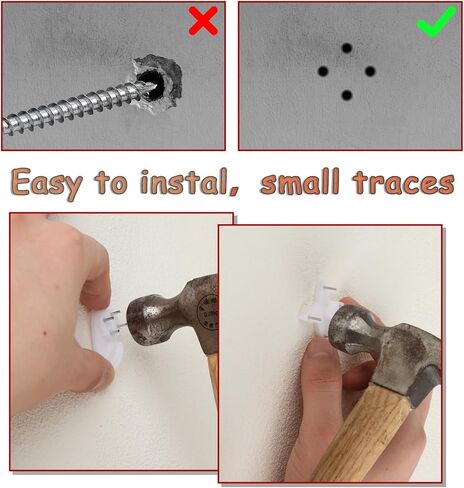 48 Pcs Concrete Wall Hooks Invisible Traceless Nail Picture Hanging Kit No Damage Art Painting Photo Frame Hangers for Concrete Wall Cement Hardwall Stucco Brick Drywall and Wooden in Saudi Arabia