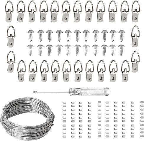 D Ring Picture Hangers Kit, YHYZ Heavy Duty D-Ring Picture Hanging Hooks (Medium) with Screws, 40 Sets, Hanging Wire Included, for Wooden Frame Mirror Clock Canvas Wall Decor in Saudi Arabia
