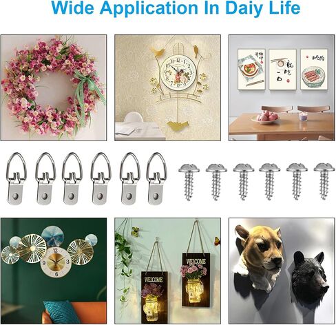 D Ring Picture Hangers Kit, YHYZ Heavy Duty D-Ring Picture Hanging Hooks (Medium) with Screws, 40 Sets, Hanging Wire Included, for Wooden Frame Mirror Clock Canvas Wall Decor in Saudi Arabia
