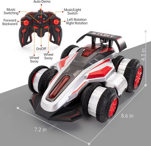 Remote Control Car, RC Stunt Car Toys for Ages 6-12, 2.4GHz 4WD RC Car for Kids Gift, 360° Rotating Monster Truck Toys for Girls RC Truck Toy Cars for Boys in Saudi Arabia