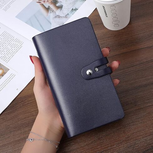 Leather Business Card Organizer, RFID Blocking Credit Card Holder, Professional Business Card Holder and Name Card Book, Credit Card Protector - Holds 96 Cards (Blue) in Kuwait
