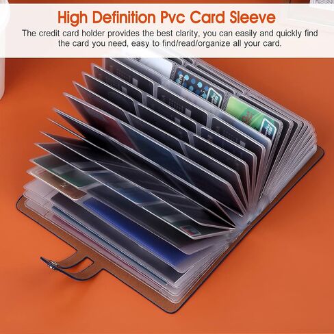 Leather Business Card Organizer, RFID Blocking Credit Card Holder, Professional Business Card Holder and Name Card Book, Credit Card Protector - Holds 96 Cards (Blue) in Kuwait