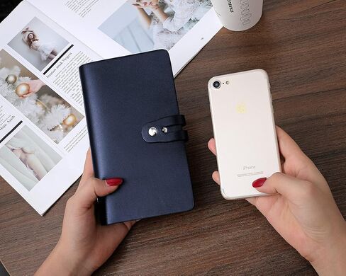 Leather Business Card Organizer, RFID Blocking Credit Card Holder, Professional Business Card Holder and Name Card Book, Credit Card Protector - Holds 96 Cards (Blue) in Kuwait