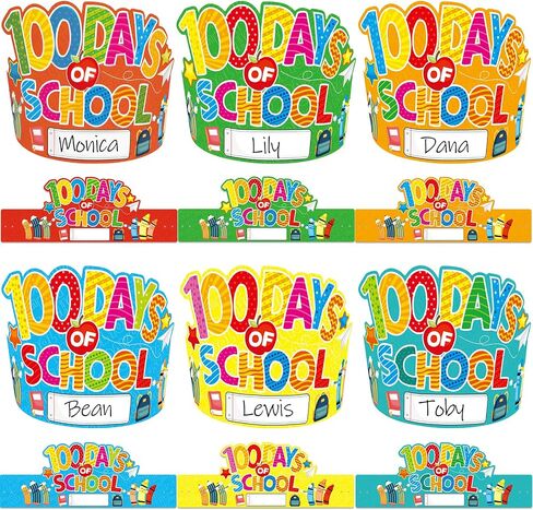 30PCS 100th Day Paper Crowns 100 Days of School Birthday Crowns Hats for Classroom Supplies in Saudi Arabia