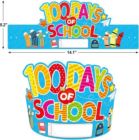 30PCS 100th Day Paper Crowns 100 Days of School Birthday Crowns Hats for Classroom Supplies in Saudi Arabia