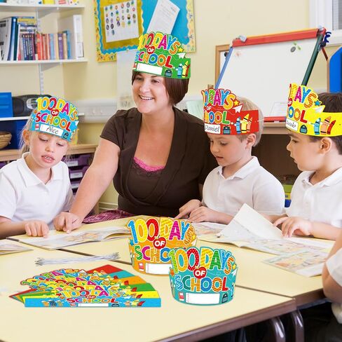 30PCS 100th Day Paper Crowns 100 Days of School Birthday Crowns Hats for Classroom Supplies in Saudi Arabia
