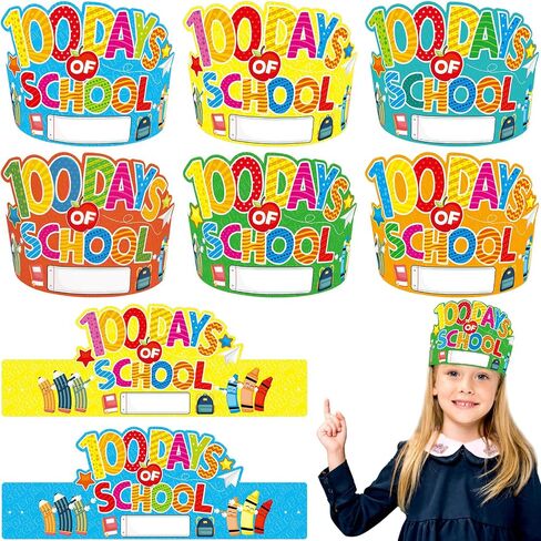 30PCS 100th Day Paper Crowns 100 Days of School Birthday Crowns Hats for Classroom Supplies in Saudi Arabia