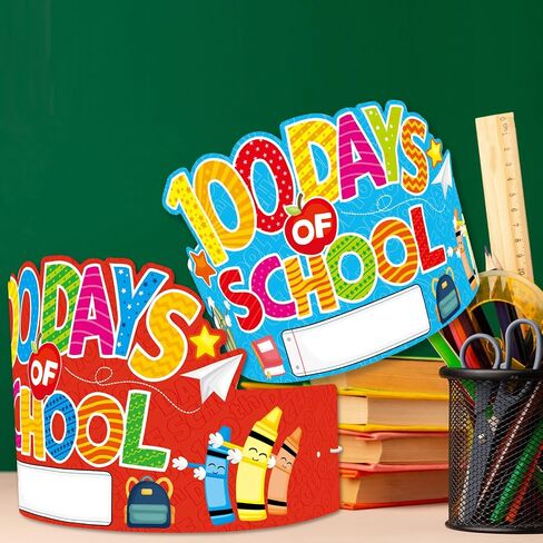 30PCS 100th Day Paper Crowns 100 Days of School Birthday Crowns Hats for Classroom Supplies in Saudi Arabia