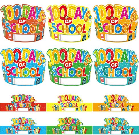 30PCS 100th Day Paper Crowns 100 Days of School Birthday Crowns Hats for Classroom Supplies in Saudi Arabia
