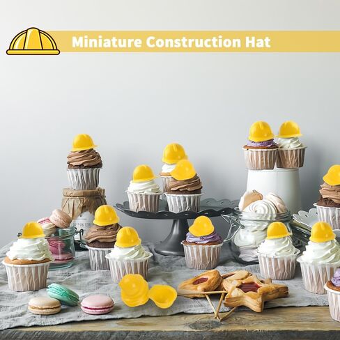 Miniature Construction Hat 25Pcs, Mini Construction Doll Hats Plastic Miniature Bottle Topper Hats for Party in Kuwait