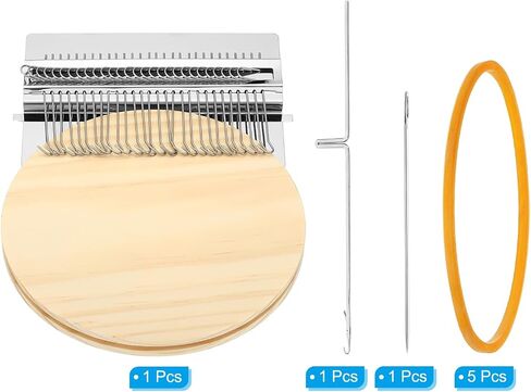 PATIKIL 28 Hooks Mini Weaving Machines Kit, Metal Quickly Small Darning Weave Tool with Accessories for Mending Knitting Stitching Clothes DIY, Style 1 in Saudi Arabia